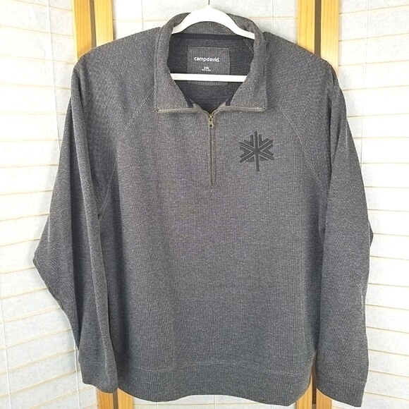 Men's Quarter Zip Pullover Sweatshirt Gray Size 2XL Camp David - Picture 1 of 8
